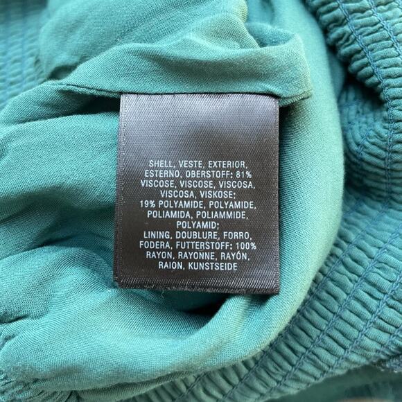 Anthropologie Green Halter Style Bionda Plisse Wide Leg Jumpsuit Pockets XSP - Picture 7 of 9